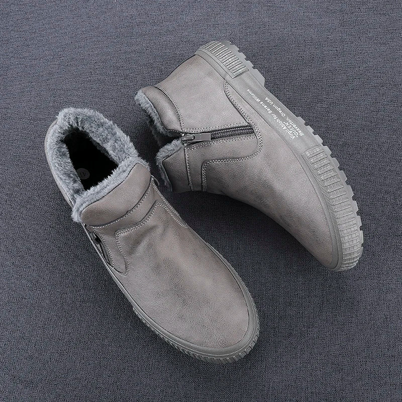 Botinha de Couro Inverno Forrada Casual Warm