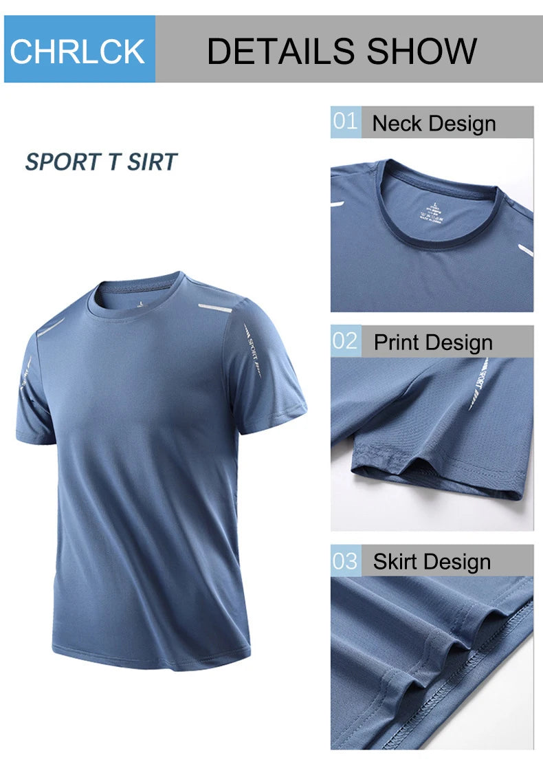 CHRLCK Camisetas Masculinas Esportiva Secagem Rápida, Respiráveis, Com Elasticidade Macia