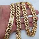 Corrente lacraia 13mm 70cm banhada a ouro 18k masculina