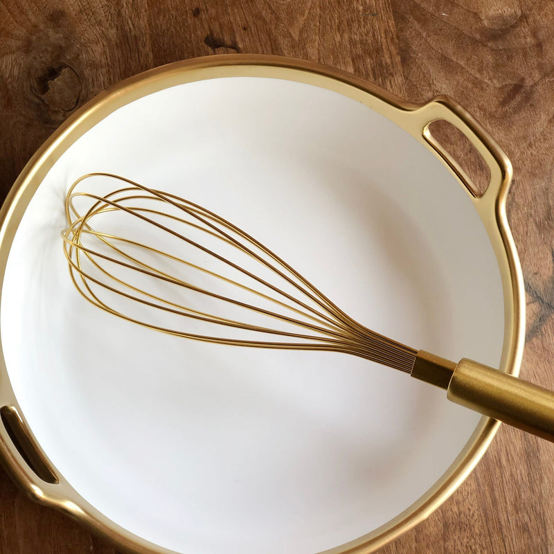 Fouet Batedor Manual Dourado de Aço Inoxidável