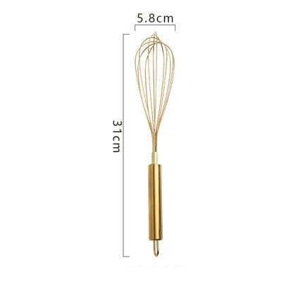 Fouet Batedor Manual Dourado de Aço Inoxidável