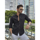 Camisa Masculina Gola Padre Social Casual Linho Algodão Manga Curta Longa Moda Luxo