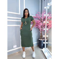 women's viscolycra midi dress with pocket trend summer