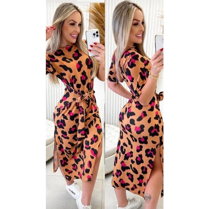 Anne Women's Midi Dress with Tie at the Waist Super Trend.