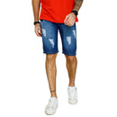 Bermuda Jeans Escuro Masculina Rasgada Exclusiva Sem Lycra