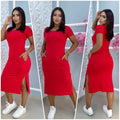 women's viscolycra midi dress with pocket trend summer