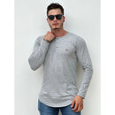 Camisa manga longa Longline masculina com gola portuguesa henley inverno, camisa de frio manga longa, camisa de botões.