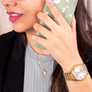 Relógio Champion Feminino Elegance Dourado CN27652W + Kit Colar e Brincos