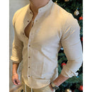 Camisa Social Masculina Gola Padre Linho 100% Algodão Qualidade Lavize Dress Reveillon