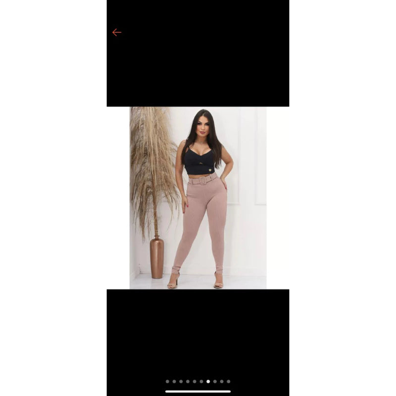 Skinny comfort pants with shaping belt