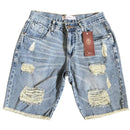 Bermudas masculina jeans rasgado estilo destroied slim fit
