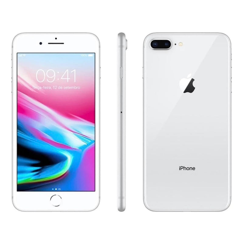 iPhone 8 Plus 64GB showcase 100% battery health 12x on card