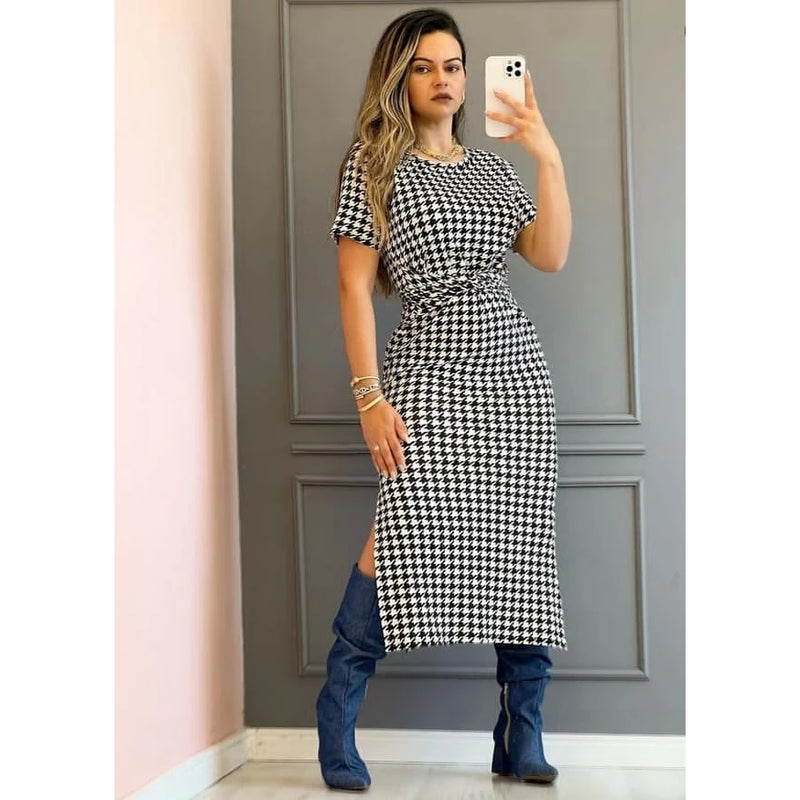 Anne Women's Midi Dress with Tie at the Waist Super Trend.
