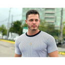 Camisa listrada camiseta masculina Longline. camisa oversized masculino