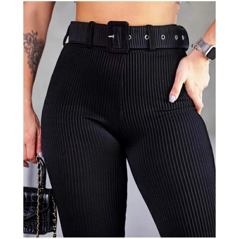 Skinny comfort pants with shaping belt