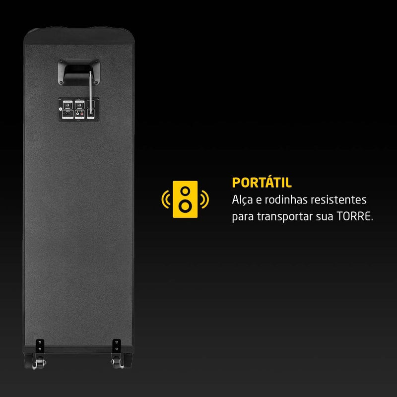 Caixa de Som Amplificada Torre de 12 Pol. 2200W com Bluetooth, Auxiliar, SD, USB, FM e LED BIVOLT Pulse - SP500