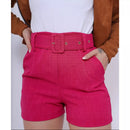 Women's Casual Shorts with Belt High Waist Shorts