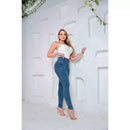 Calça jeans feminina sem bolso levanta bumbum com Lycra Premium