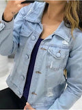 Jaqueta Jeans Claro Feminina Forrada de Botão