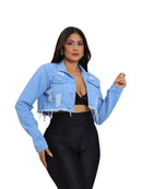 Jaqueta Jeans Feminina Cropped Rasgada – Tendência Estilo Blogueira