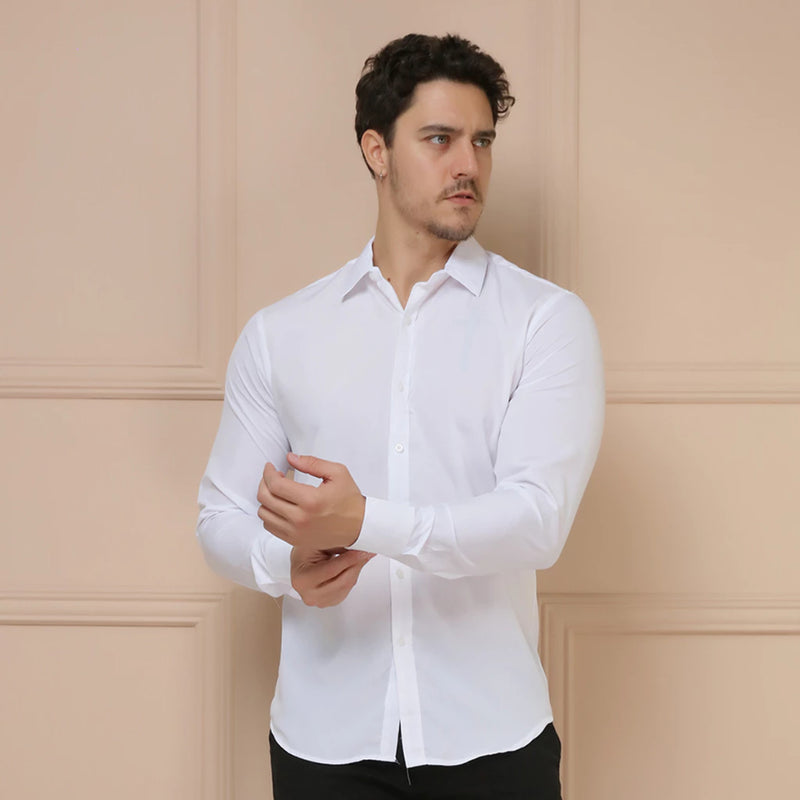 Camisa Social Masculina Manga Comprida Sim Fácil Lisa L001