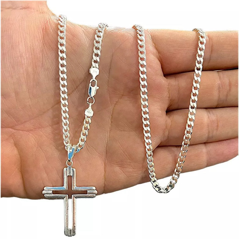 Cordão Corrente Grumet Masculino 4.5 mm a PRATA Legitima 925 - 70 cm