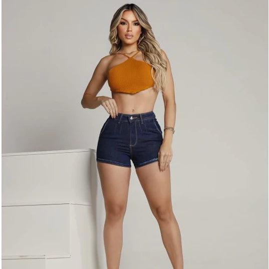 Short jeans feminino cós cintura alta possui Elastano LAYCRA  empina bumbum