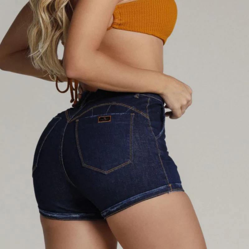 Short jeans feminino cós cintura alta possui Elastano LAYCRA  empina bumbum