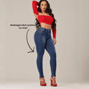 Calça Jeans Feminina Cintura Alta Com Detalhe na Barra com Lycra Power