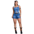 Short Jeans Feminino Luxo Super Premium  Cintura Alta Elegante+lycra Acompanha Cinto