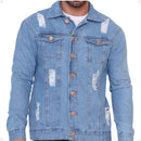 jaqueta jeans masculina clara com detalhes
