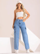 Calça Wide Leg Feminina Cargo Pantalona – 100% Algodão Cintura Alta Levanta Bumbum