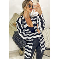 Women's Kimono Winter Zig Striped Knitting Coat