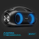 Aiwa Mondial TWS Bluetooth 5.1 Bivolt 50W RMS Water Resistant Boombox Speaker 3 Lights + Carrying Strap AWS-BBS-02 Black