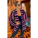 Women's Kimono Winter Zig Striped Knitting Coat