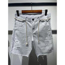 Bermuda Slim Jeans Men's Ripped Frayed -SAINTELIAN