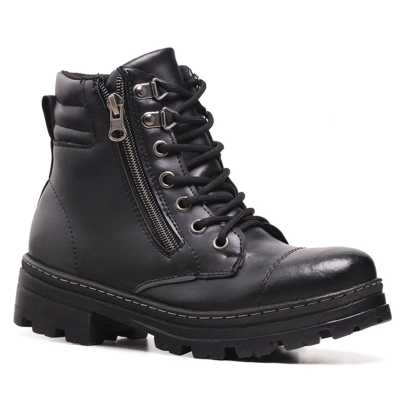 Women's Tractored Boots with Zipper Short Top