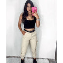 Calça cargo jogger Sarja skatista Com bolso Feminina