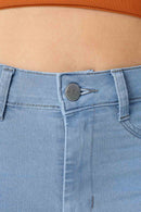 Calça Jeans Skinny Modeladora Levanta Bumbum de Cintura Alta Azul Claro