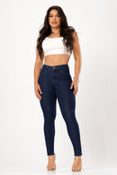 Calça Jeans Skinny Modeladora Levanta Bumbum Cintura Alta - Azul Escuro