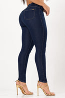 Calça Jeans Skinny Modeladora Levanta Bumbum Cintura Alta - Azul Escuro