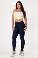 Calça Jeans Skinny modeladora levanta bumbum de cintura alta