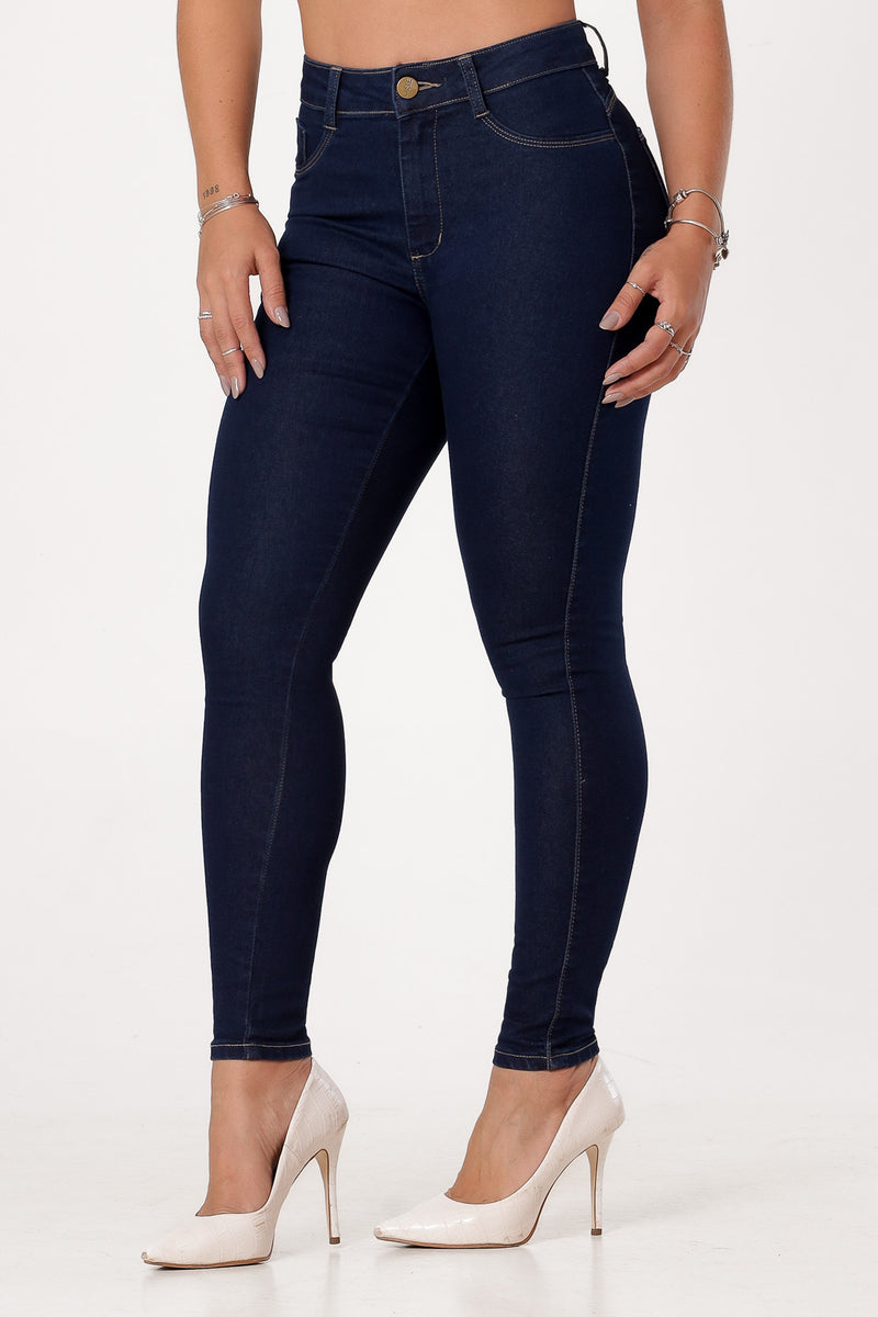 Calça Jeans Skinny modeladora levanta bumbum de cintura alta