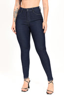 Calça Jeans Azul Marinho Skinny Modeladora Levanta Bumbum de Cintura Alta