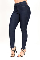 Calça Jeans Azul Marinho Skinny Modeladora Levanta Bumbum de Cintura Alta