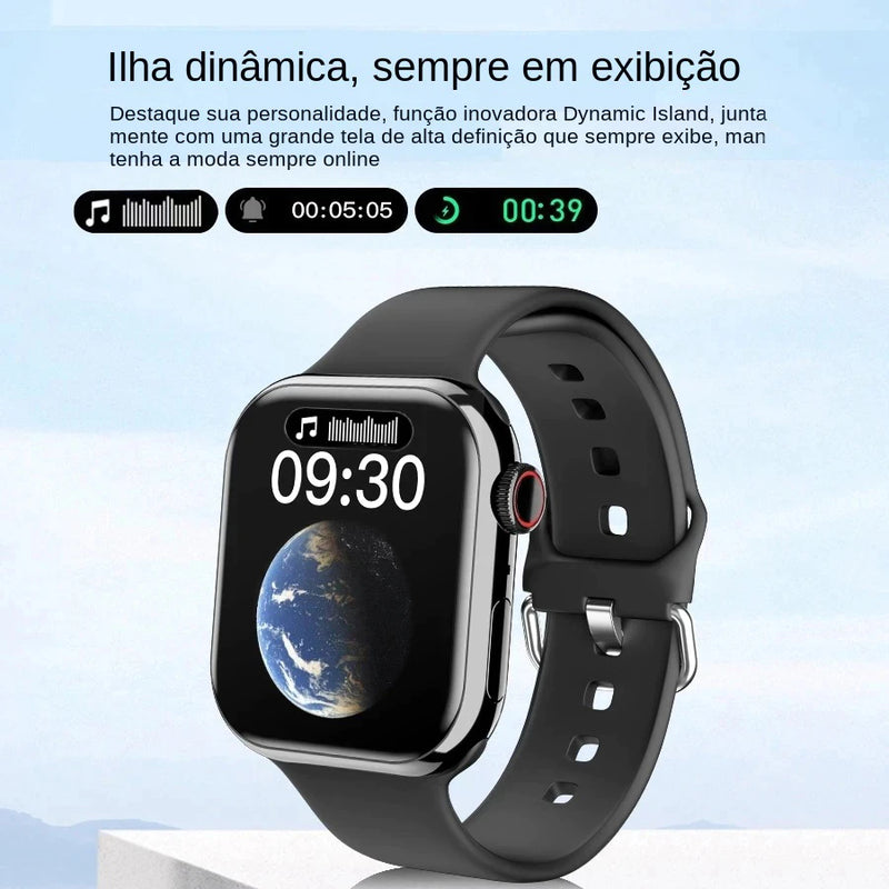 Smartwatch Original 9 Bluetooth Chamada Medidor De Temperatura Corporal NFC AMOLED Para Android
