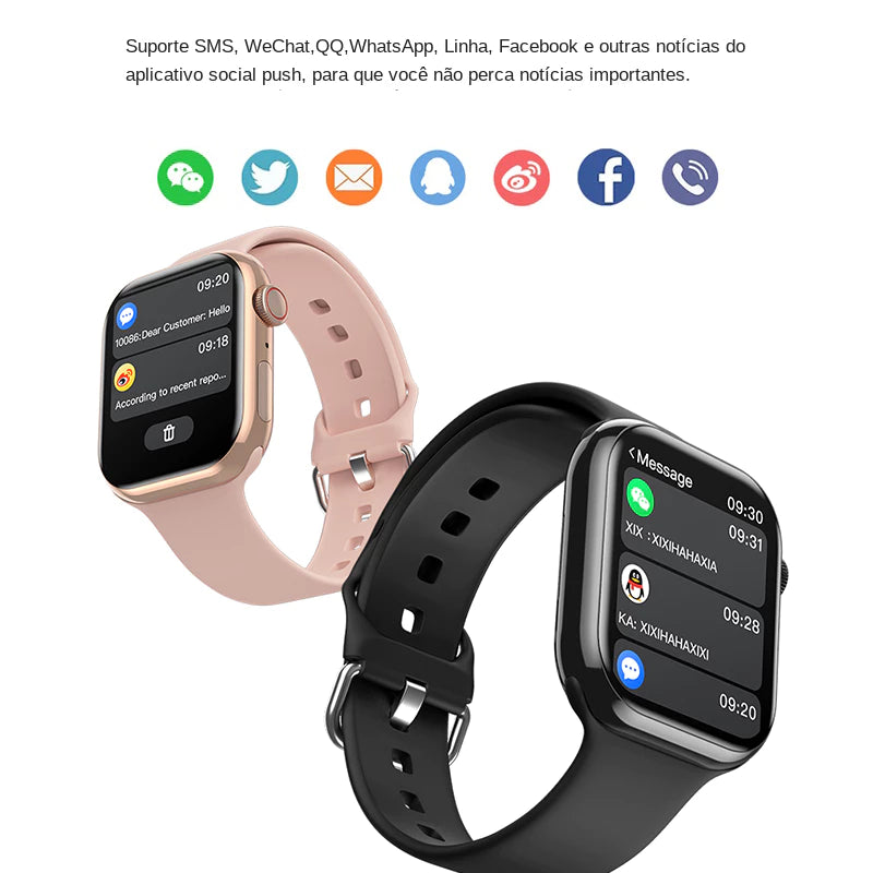 Smartwatch Original 9 Bluetooth Chamada Medidor De Temperatura Corporal NFC AMOLED Para Android