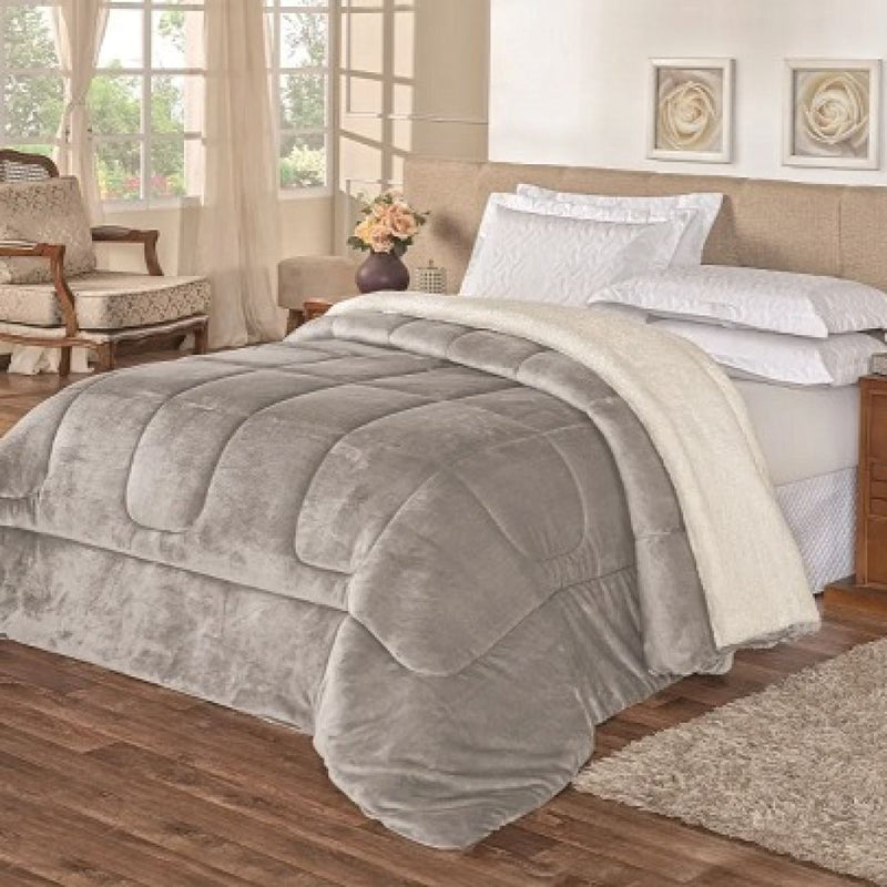 Coberdrom Sherpa Casal Queen Supreme Duplaface Pele de Cordeiro