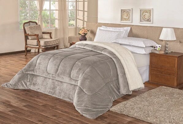 Coberdrom Sherpa Casal Queen Supreme Duplaface Pele de Cordeiro