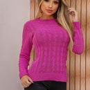 Blusa Trico Modal Manga Longa Feminino Transado Malha U / ROSA CLARO